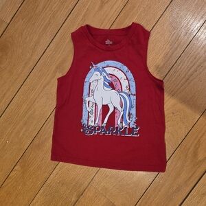 Girls' Red Unicorn Sparkle Tank Top